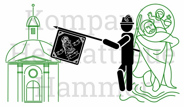 Logo Heimattreue Hammer mit gesenkter Fahne